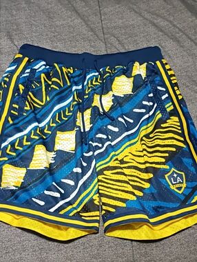 Mitchell & Ness Blue and Yellow LA Galaxy Athletic Shorts
